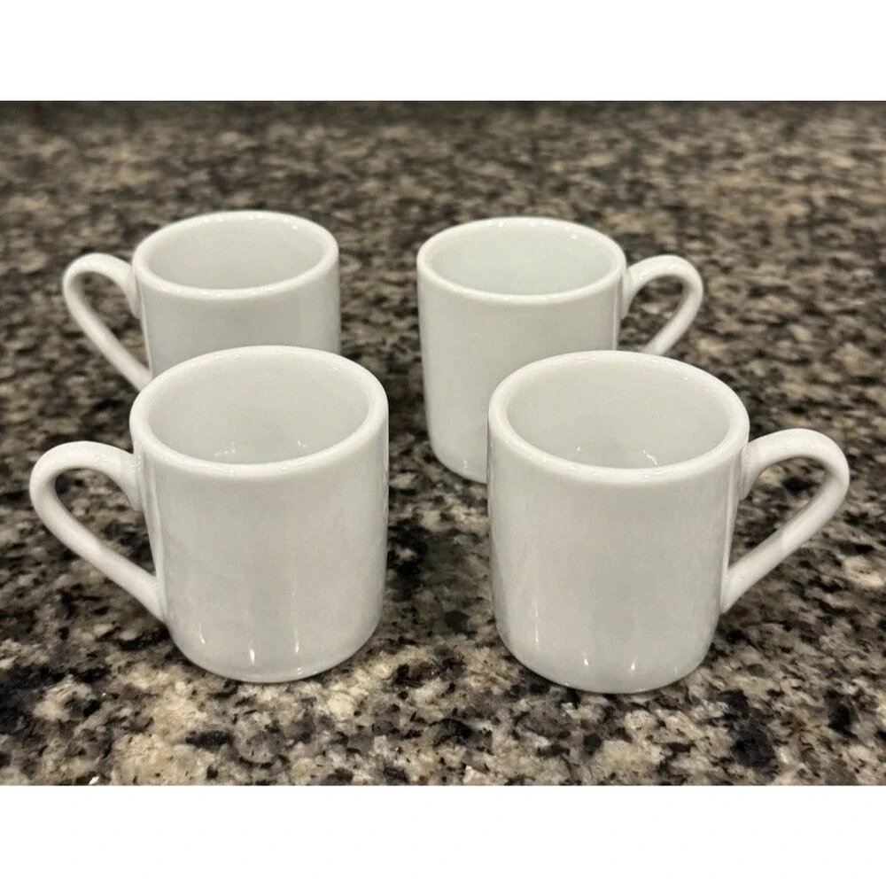 Sur La Table White Demitasse Espresso Cups 2 Oz Mini Mug Fine Porcelain Set of 4